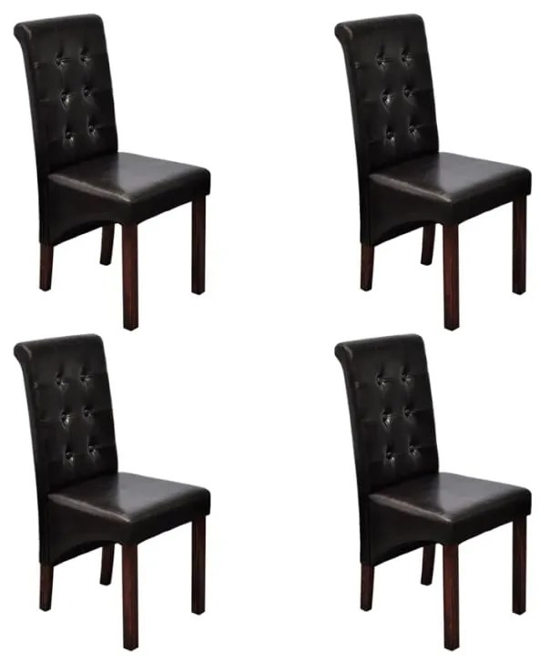 vidaXL Cadeiras de jantar 4 pcs couro artificial castanho