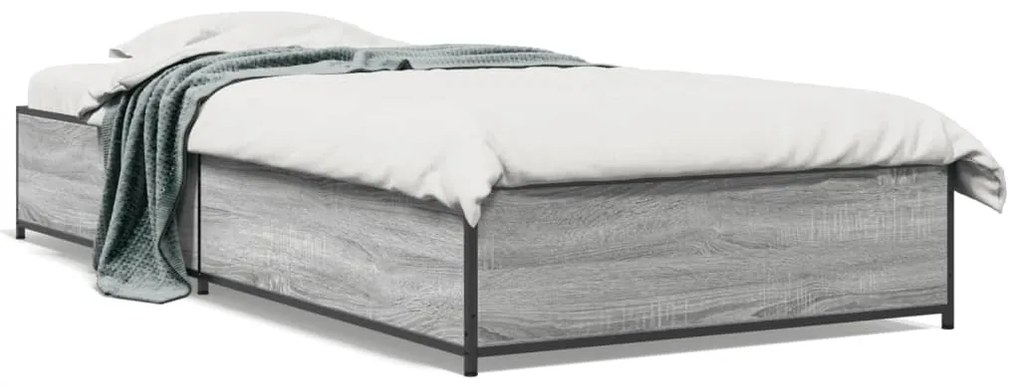 Estrutura cama 100x200 cm derivados madeira/metal cinza sonoma