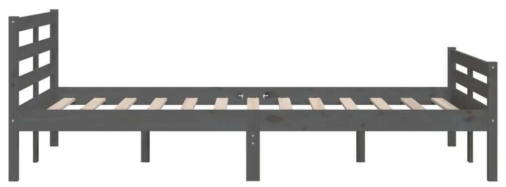 Estrutura de cama 140x200 cm madeira maciça cinzento