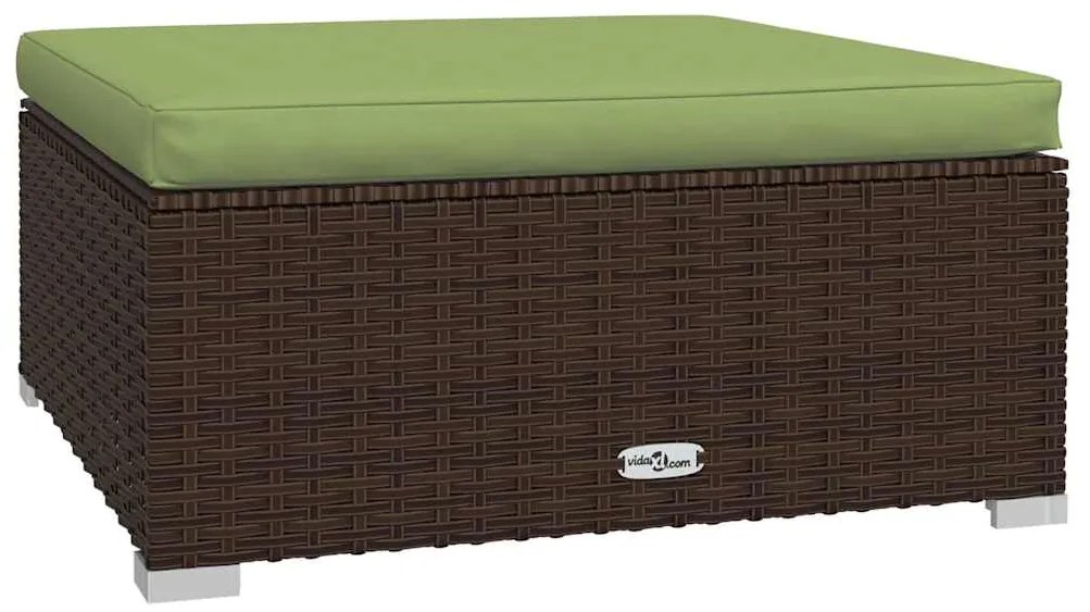 4 pcs conjunto lounge jardim c/ almofadões vime PE castanho