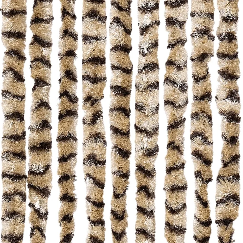Cortina anti-insetos 90x220 cm chenille bege e castanho