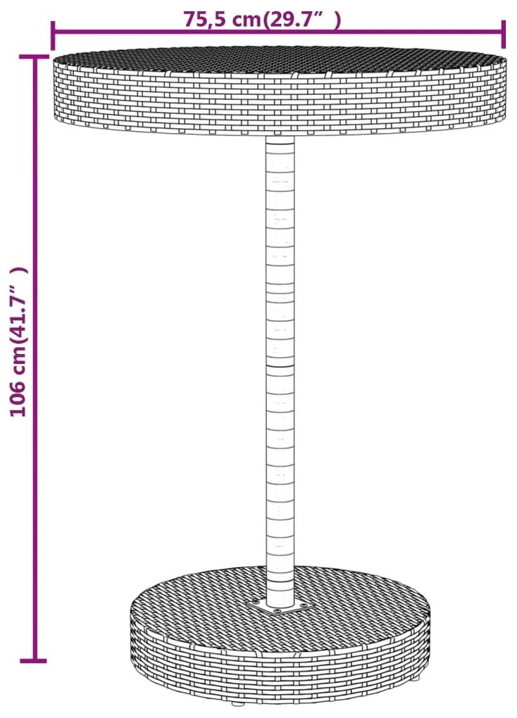 5 pcs conjunto de bar p/ jardim vime PE/acácia maciça preto