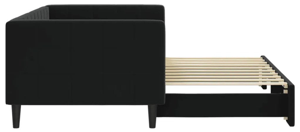 Sofá-cama com gavetão 90x190 cm veludo preto