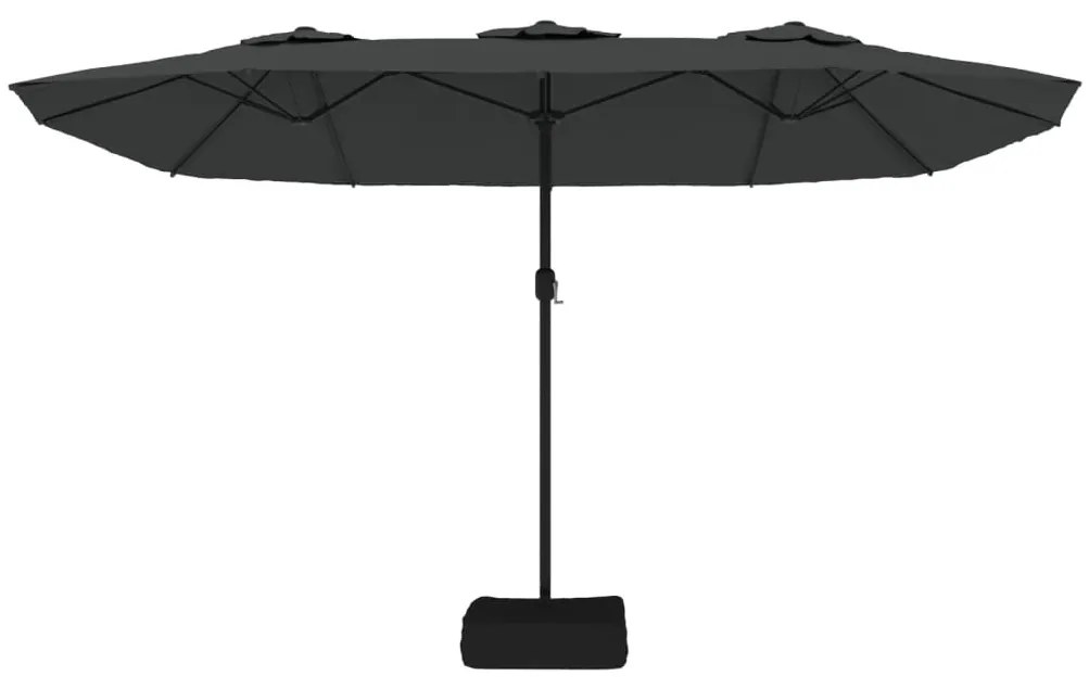 Guarda-sol de jardim c/ cabeça dupla/LED 449x245 cm antracite