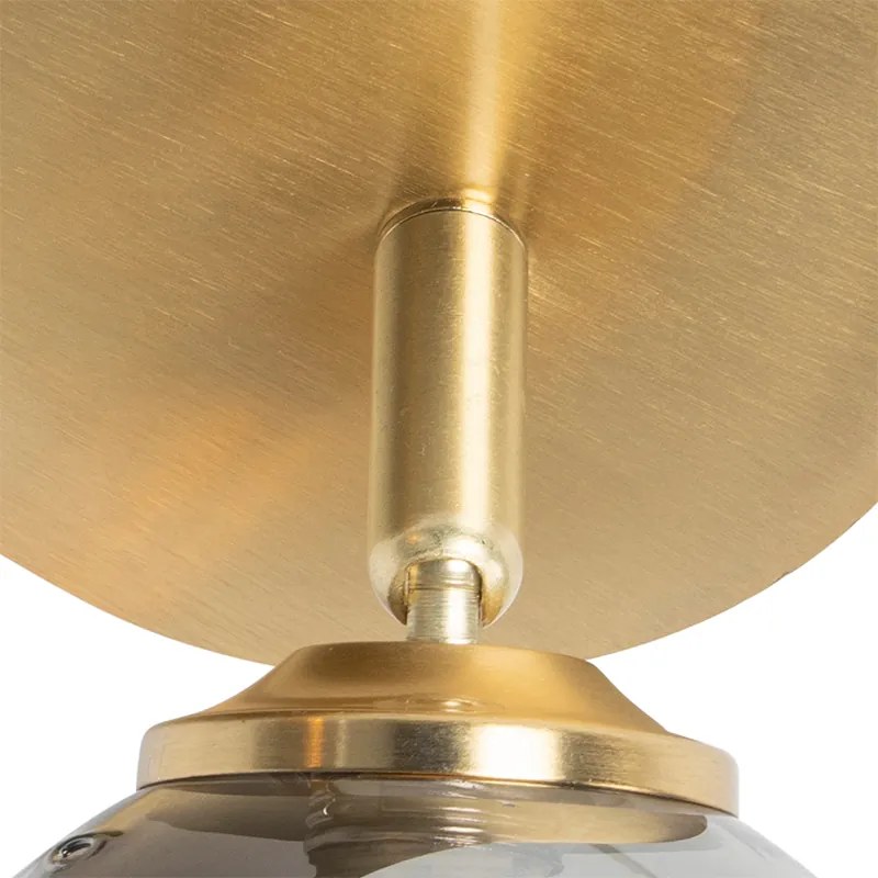 Foco de teto ajustável dourado 2 luzes com vidro fumê - Athens Rústico