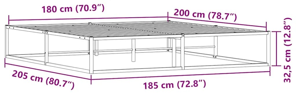 Estrutura de cama sem colchão branco 180x200 cm metal