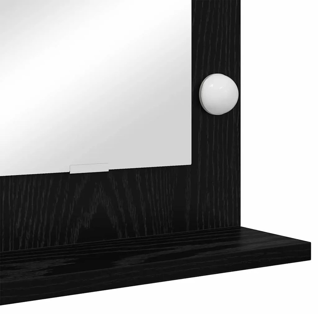 Espelho de Vaidade com Luzes LED Carvalho Preto 100x45x18 cm