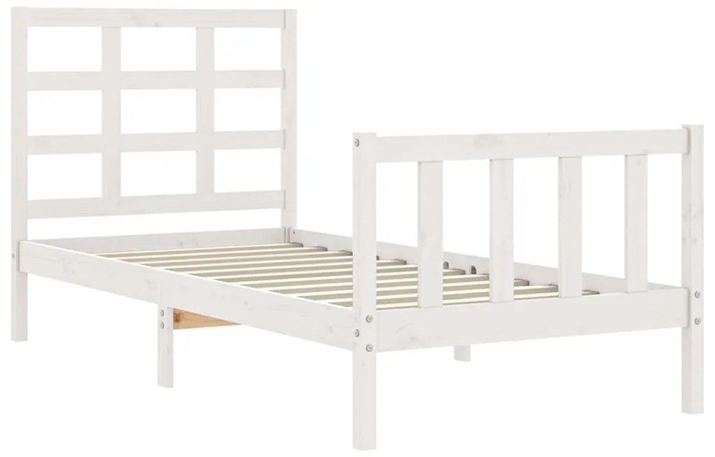 Estrutura de cama com cabeceira 100x200cm madeira maciça branco