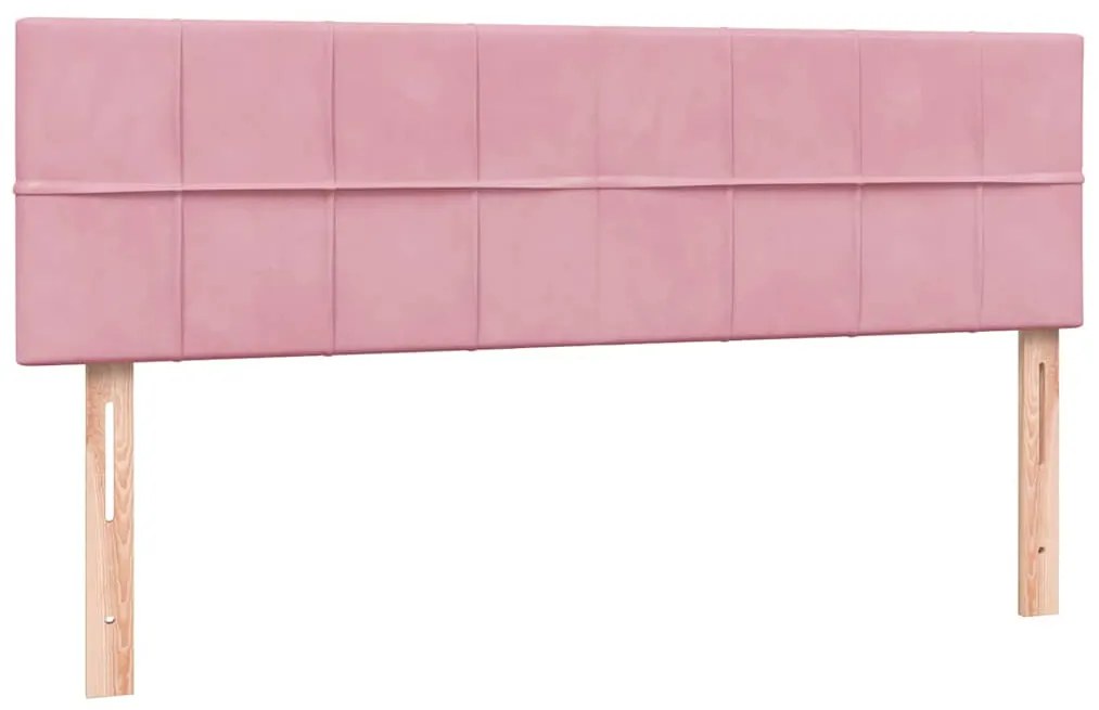 Cama com molas/colchão 140x210 cm veludo Rosa