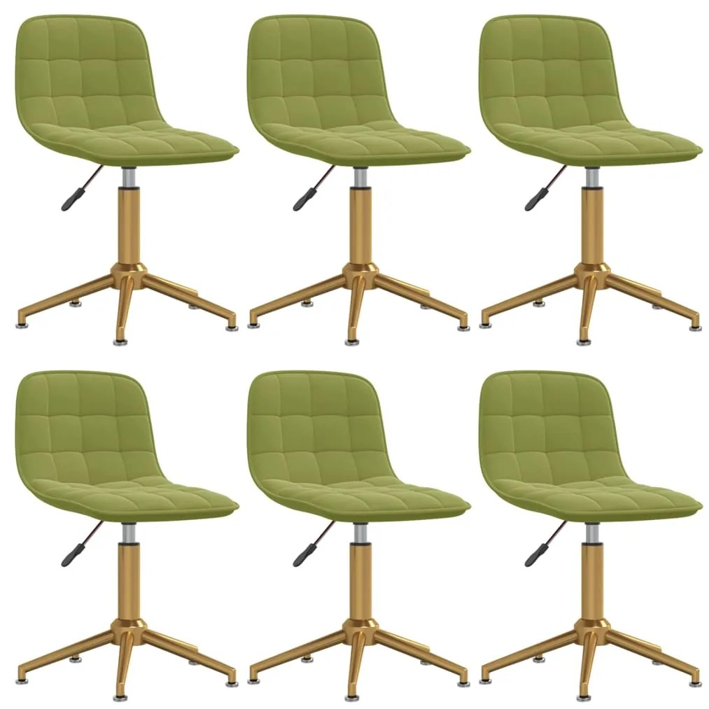 vidaXL Cadeiras de jantar giratórias 6 pcs veludo verde-claro