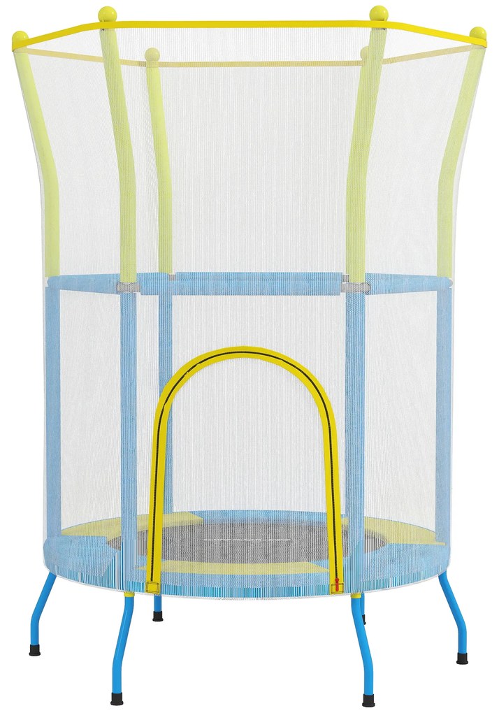 AIYAPLAY Trampolim para Crianças Ø140x190 cm com Rede de Segurança Barras Acolchoadas Carga 45 kg para Interior Multicolor