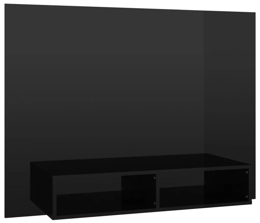 Armário parede p/ TV 120x23,5x90 cm contrapl. preto brilhante