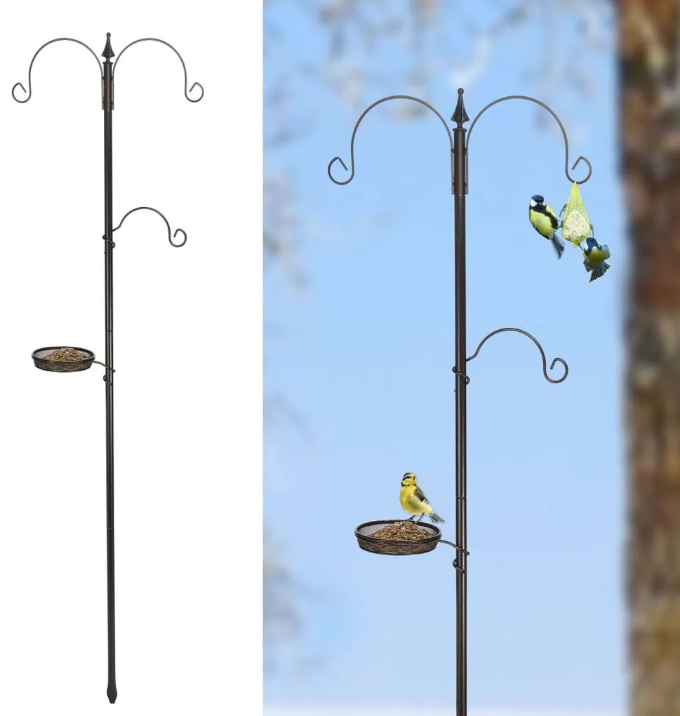 Comedouro de pássaros para jardim preto