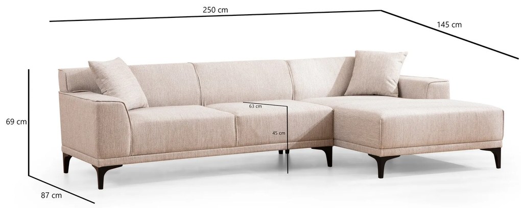 Sofá de Canto Petra – Branco – 145 x 250 cm
