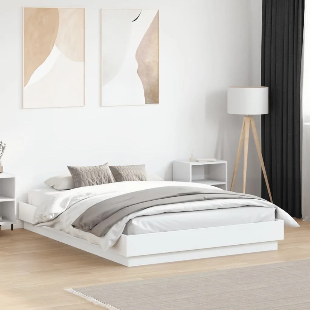 Estrutura de cama 135x190 cm derivados de madeira branco