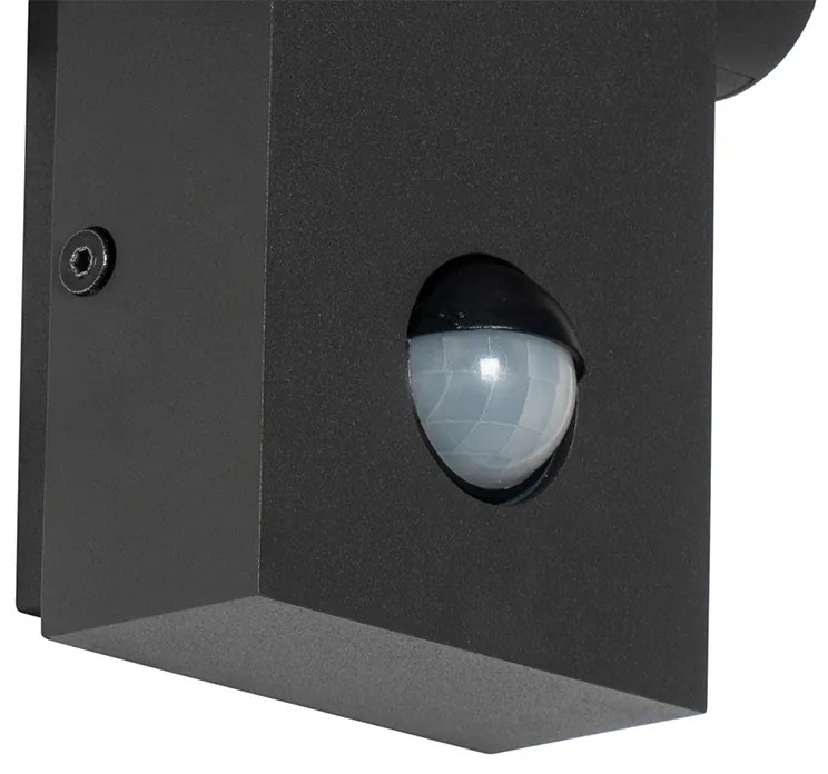 Candeeiro de parede exterior antracite com LED IP54 e sensor de movimento - Zane