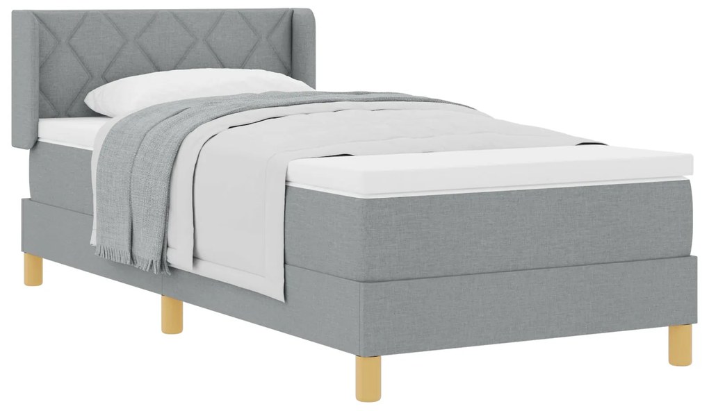 Cama Box Spring vidaXL com Colchão Cinzento-Claro 90x200 cm Tecido, Ca