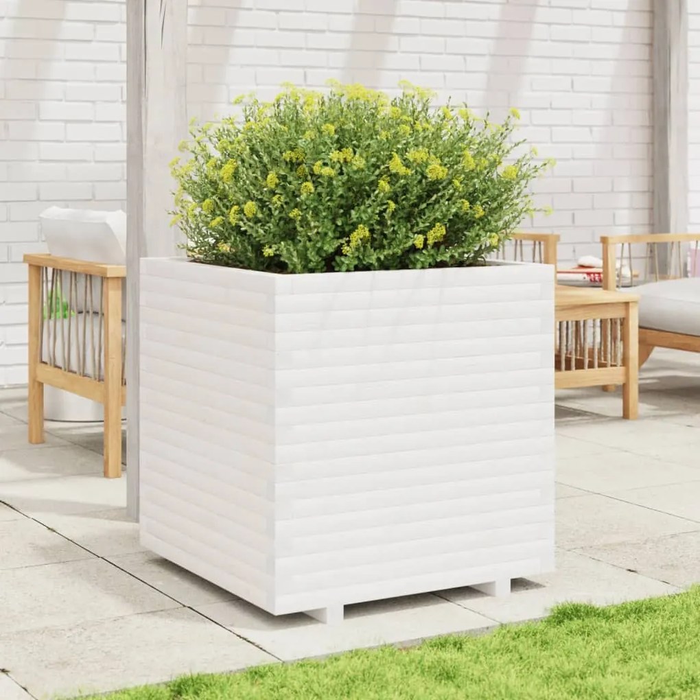 Vaso/floreira de jardim 70x70x72,5 cm pinho maciço branco