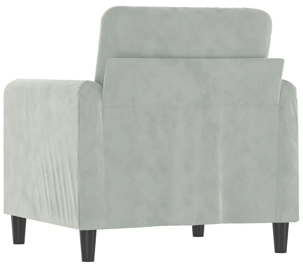 Poltrona 60 cm veludo cinzento-claro