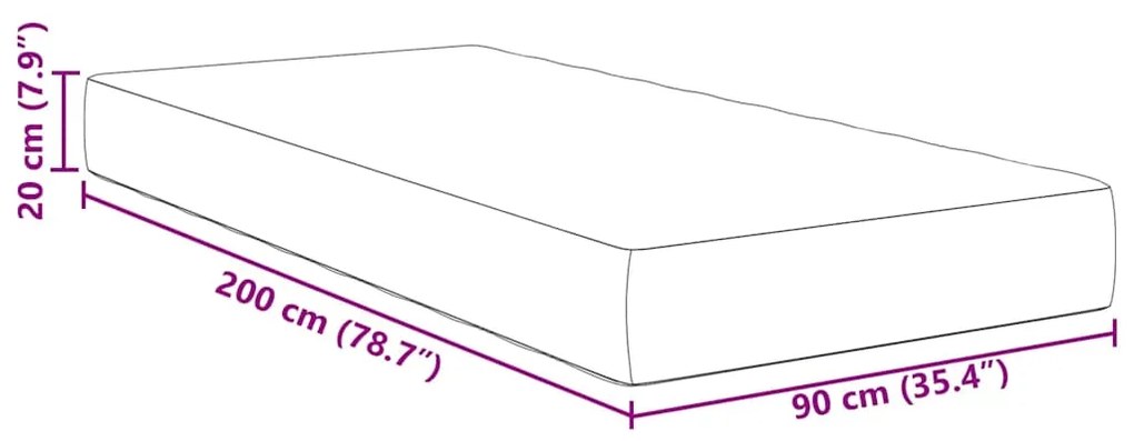 Colchão de Molas Pocket vidaXL Cinzento-claro Médio 90x200x20 cm Tecid