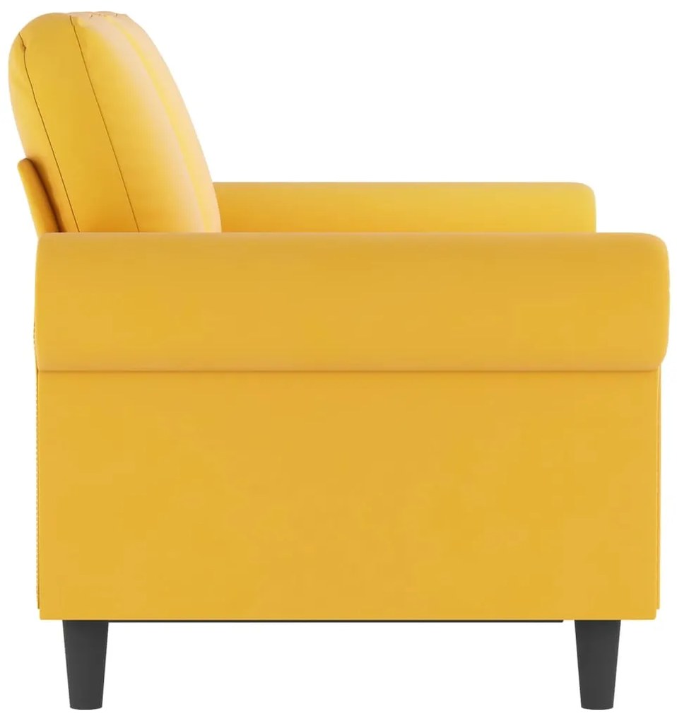 Sofá de 2 lugares veludo 120 cm amarelo
