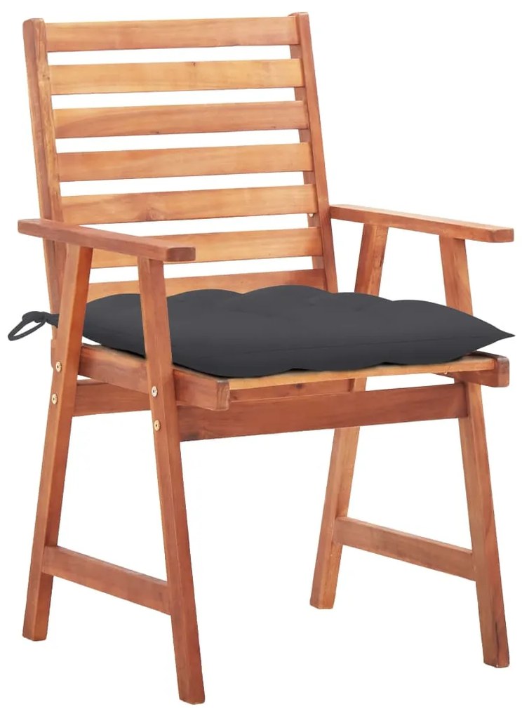 Cadeiras de jantar p/ jardim 3 pcs c/ almofadões acácia maciça