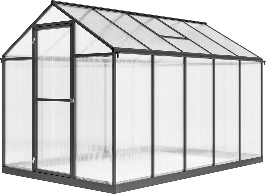 Outsunny Estufa de jardim em alumínio e policarbonato, estufa com janelas superiores ajustáveis 303x183x195cm transparente | Aosom Portugal