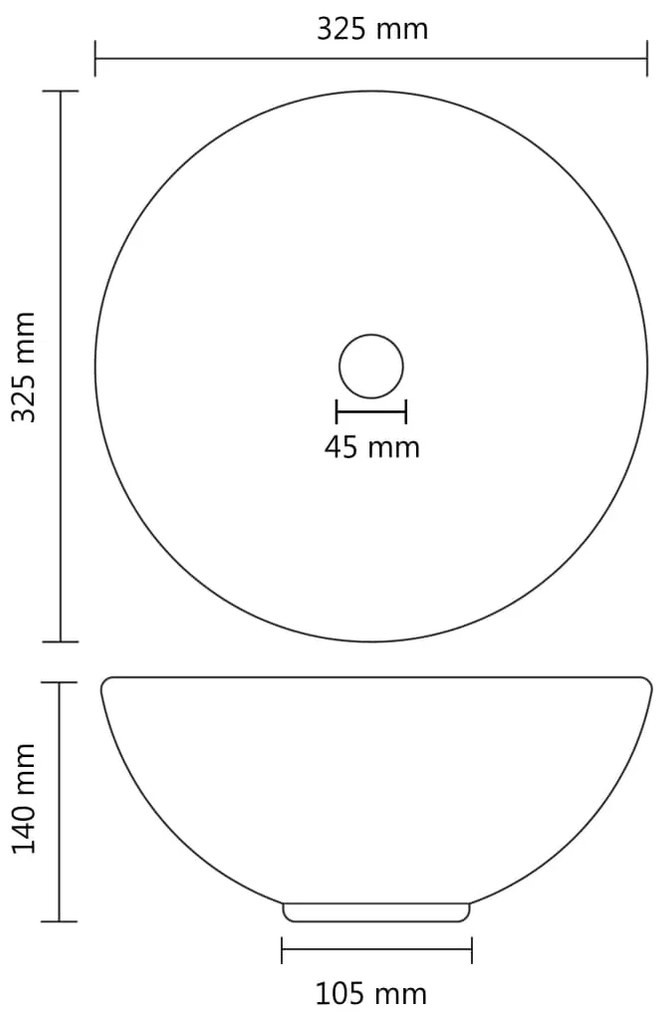 Lavatório WC luxuoso redondo 32,5x14cm cerâmica cinzento mate