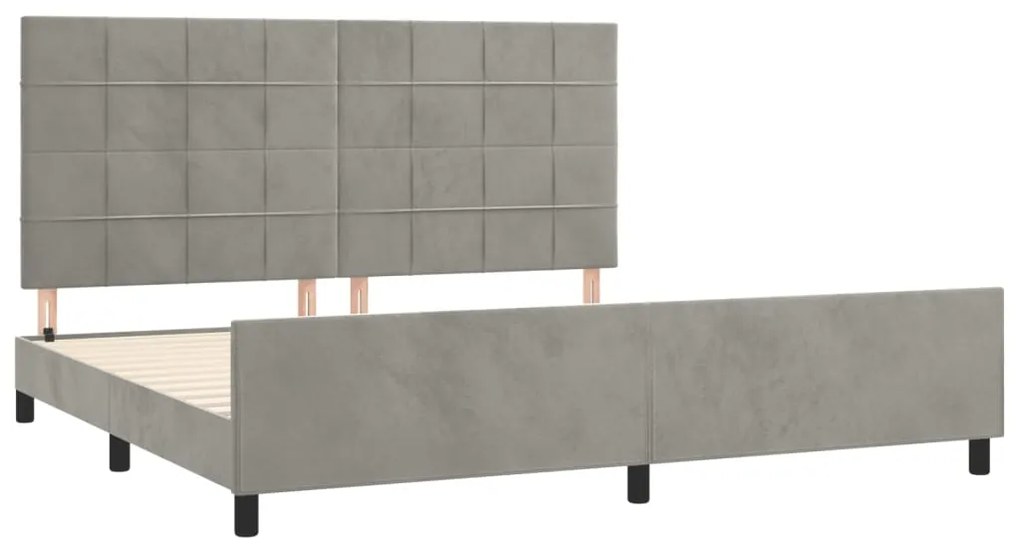 Estrutura de cama sem colchão 200x200 cm veludo cinzento-claro
