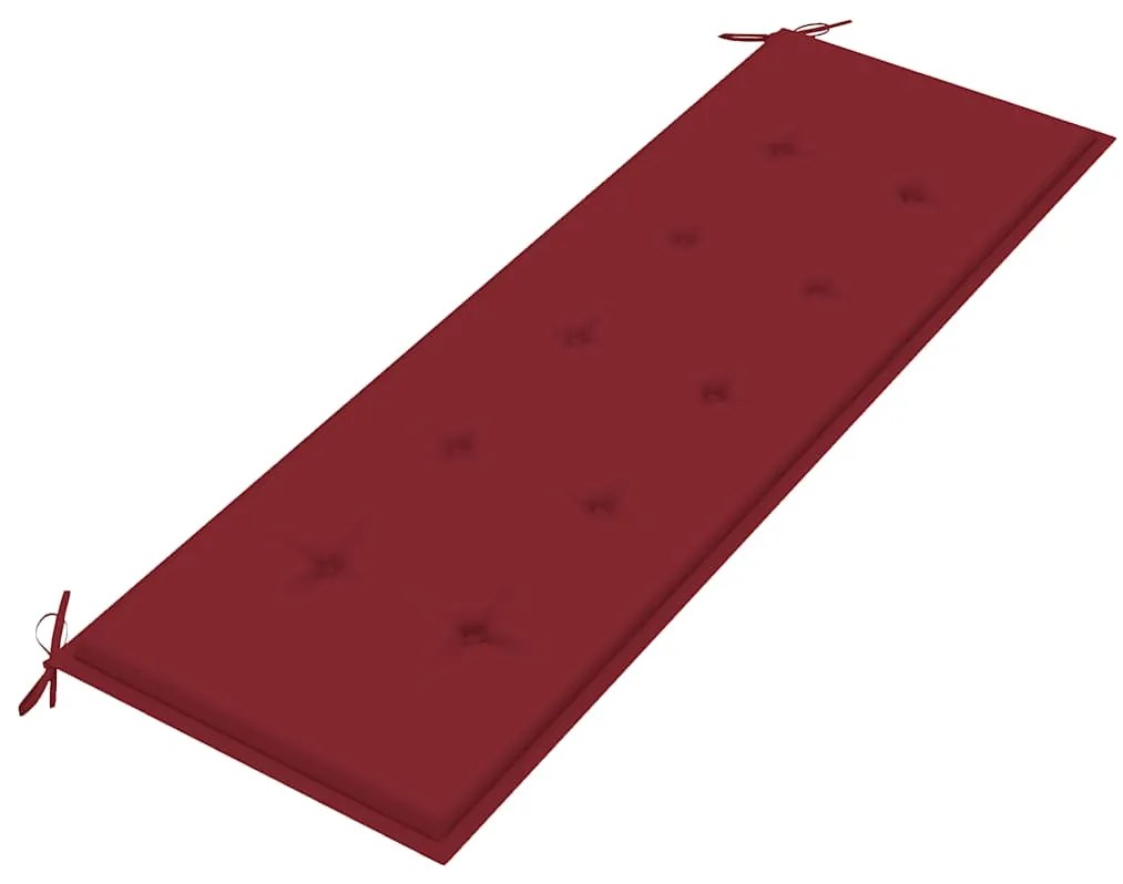 Banco Batavia c/ almofadão vermelho tinto 150 cm teca maciça