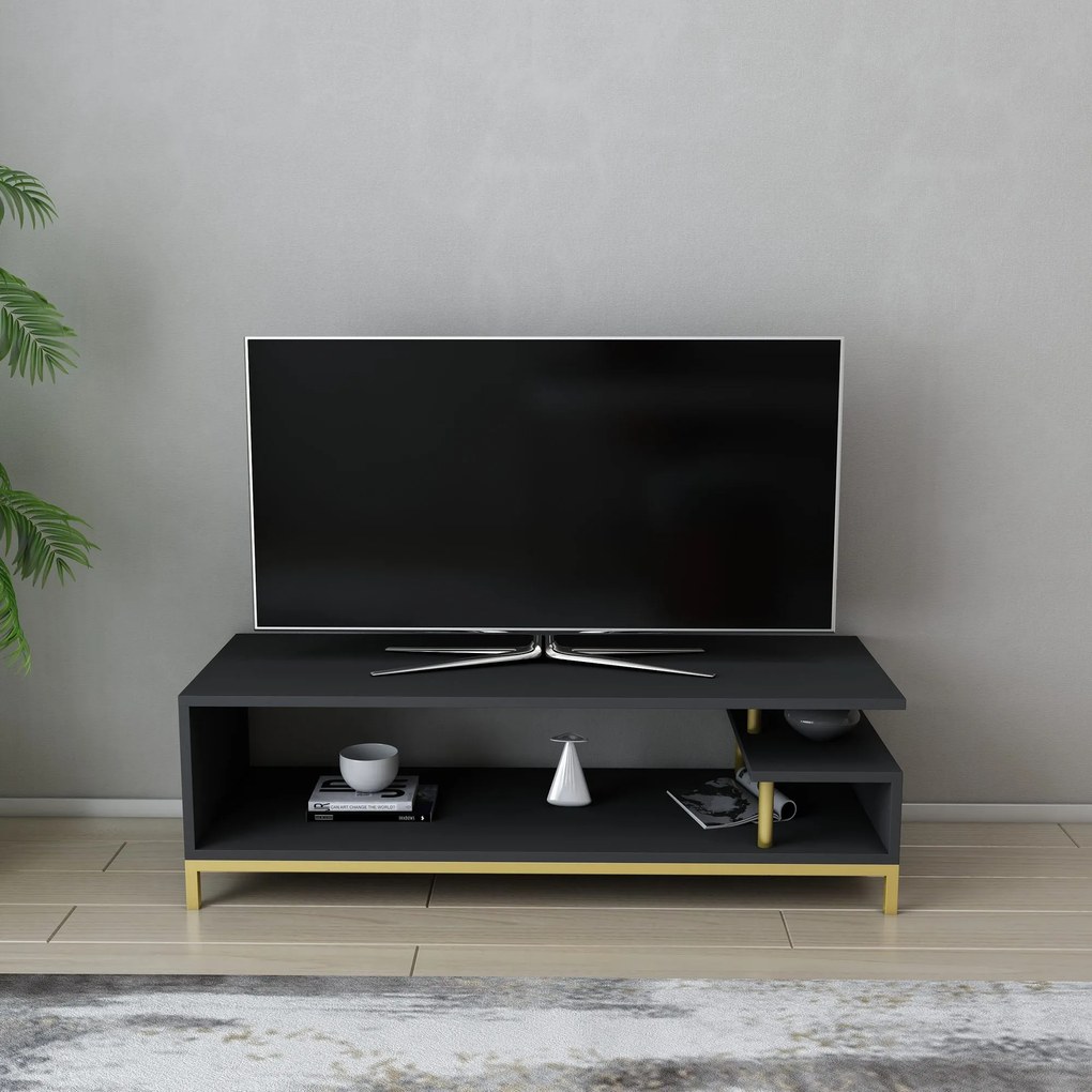 Móvel TV Reilly – Dourado e Antracite – 120 cm x 44,6 cm x 37,6 cm
