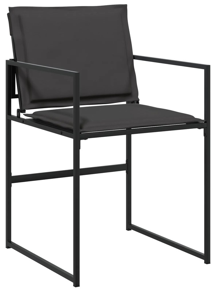 Conjunto de Jantar de 9 Peças para Jardim com Almofadas Preto Textilen