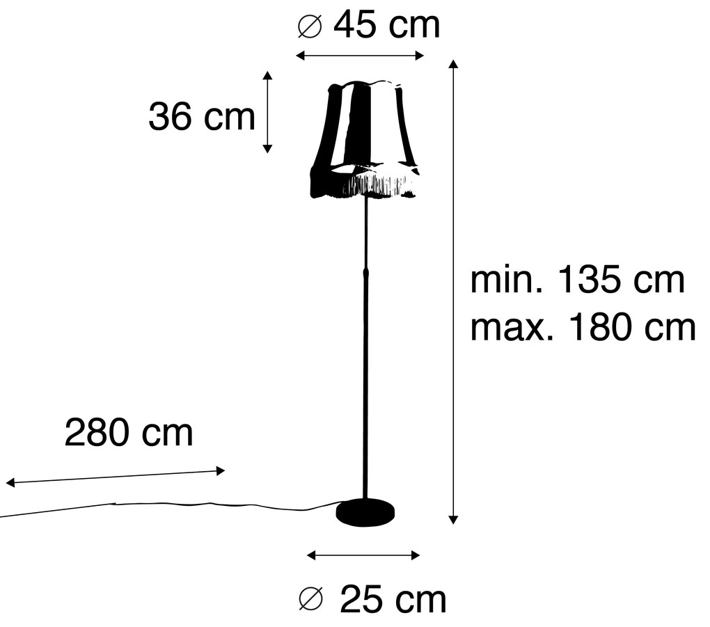 Candeeiro de pé bronze com cúpula Granny creme 45 cm ajustável - Parte Country / Rústico