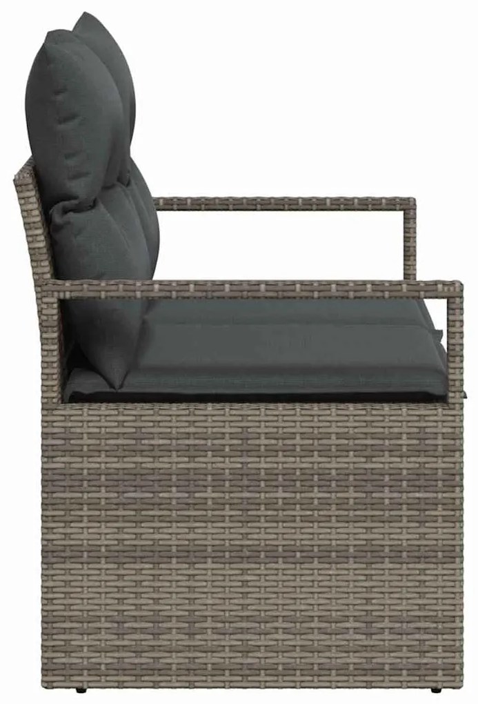 Sofá de Jardim 2 Lugares com Almofadas Cinzento em Rattan