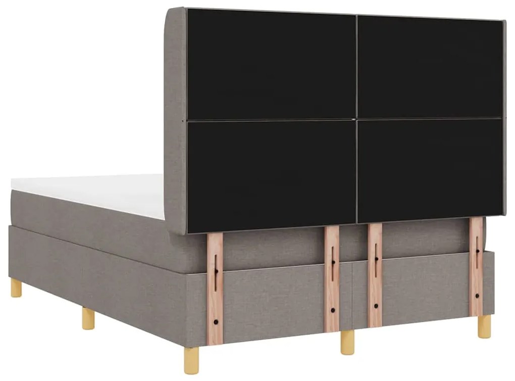 Cama Box Spring vidaXL com Colchão e LED Taupe 140x190 cm Tecido