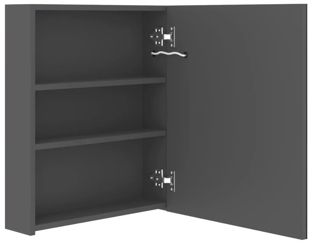 Armário espelhado casa de banho LED 50x14x60cm cinzento