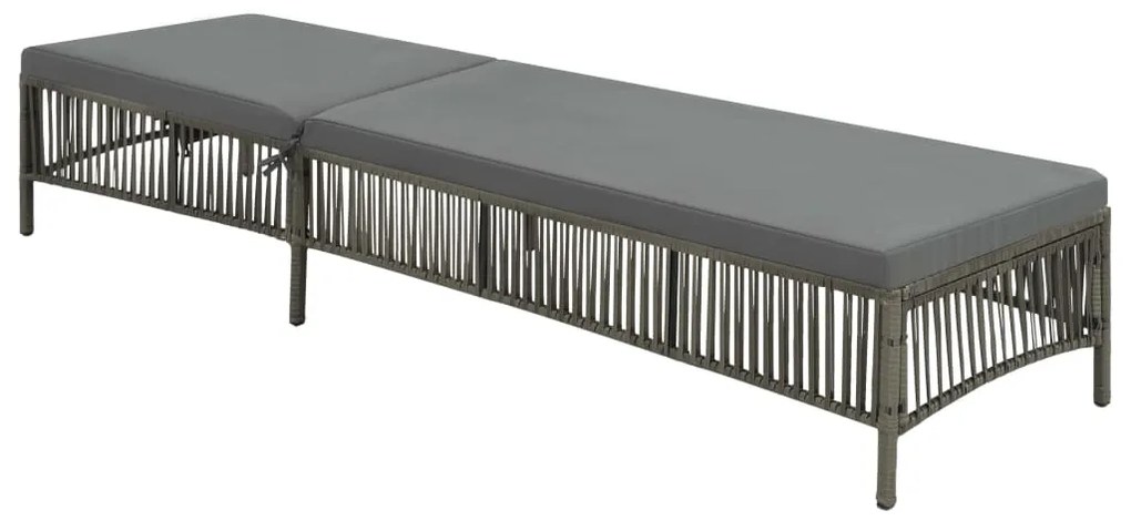 vidaXL Espreguiçadeira com almofadão vime PE cinzento