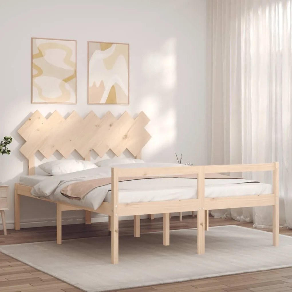 Cama para idosos com cabeceira 140x200 cm madeira maciça