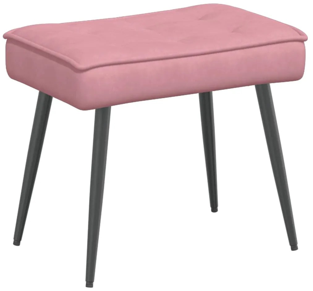 Cadeira de descanso com banco veludo rosa