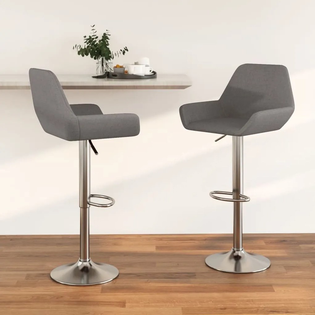 vidaXL Bancos de bar 2 pcs tecido cinzento-escuro