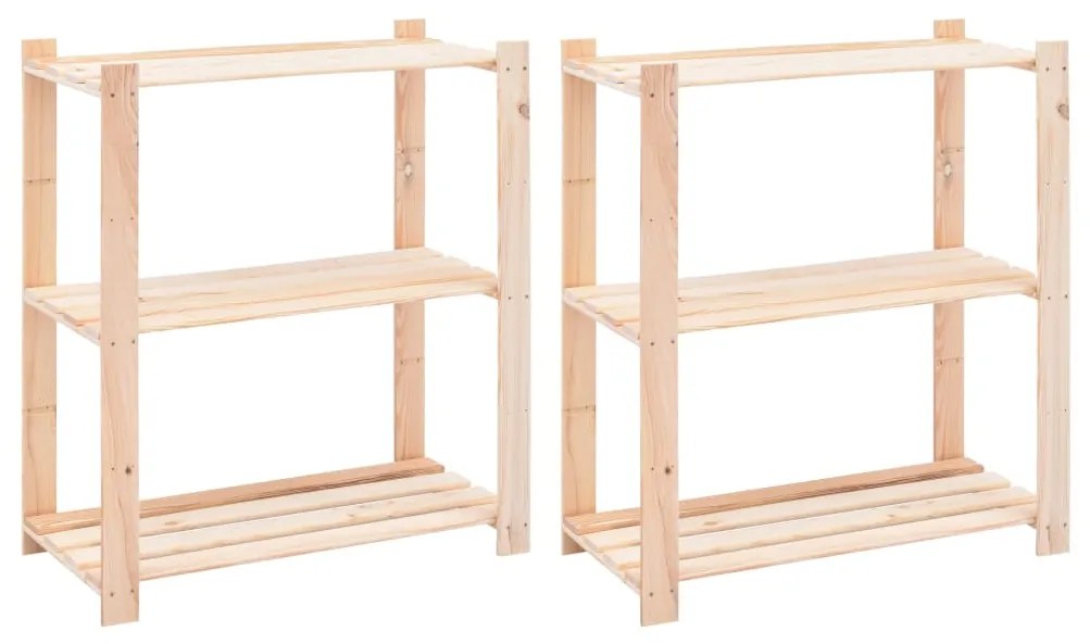 vidaXL 2 unidades arrumação 3 prateleiras 80x38x90cm pinho 150 kg