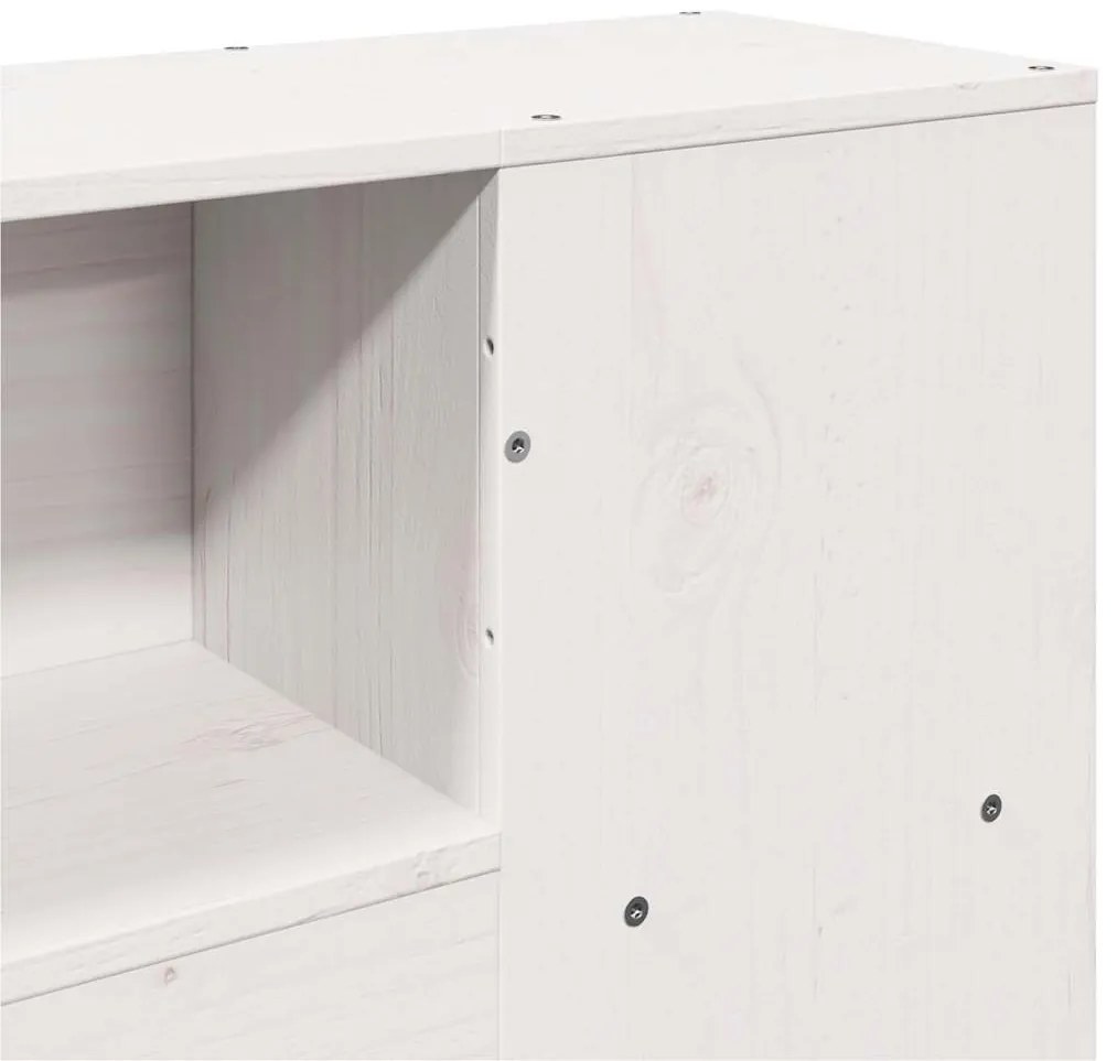 Cama com estante sem colchão 140x190 cm pinho maciço branco