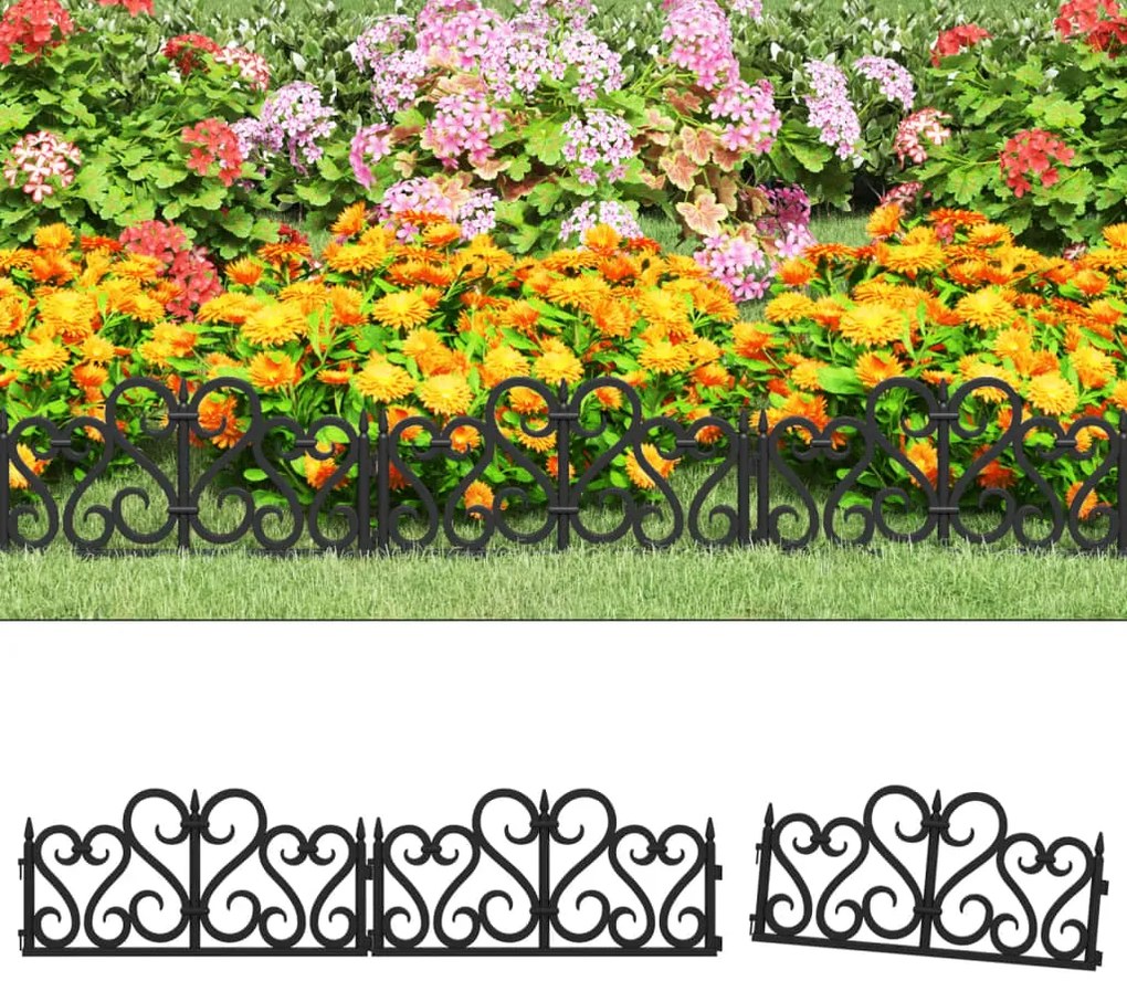 Bordas de relvado 17 pcs 10 m PP preto
