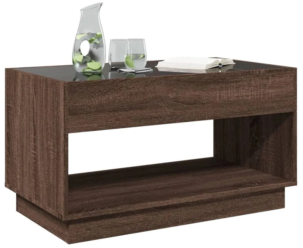 Mesa de centro luzes LED Infinity 90x50x50 cm carvalho castanho