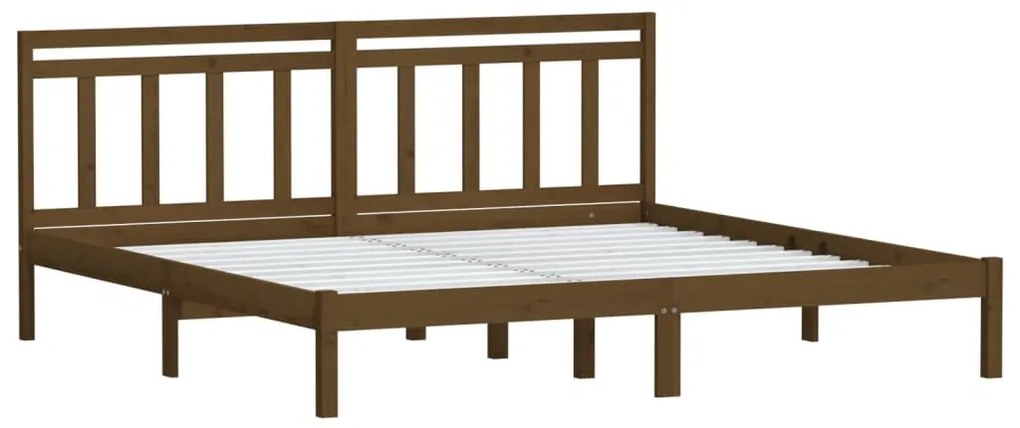 Estrutura de cama 200x200 cm pinho maciço castanho mel
