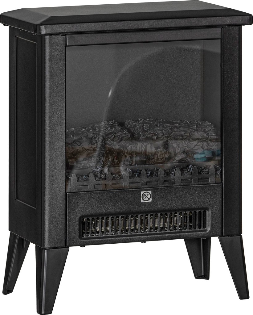 HOMCOM Lareira Decorativa Independente 1800 W com Efeito de Chama LED, Baixo Ruído e Proteção contra Sobreaquecimento, Preto | Aosom Portugal
