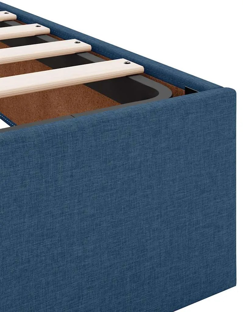 Estrutura de cama otomana sem colchão 140x200 cm tecido azul