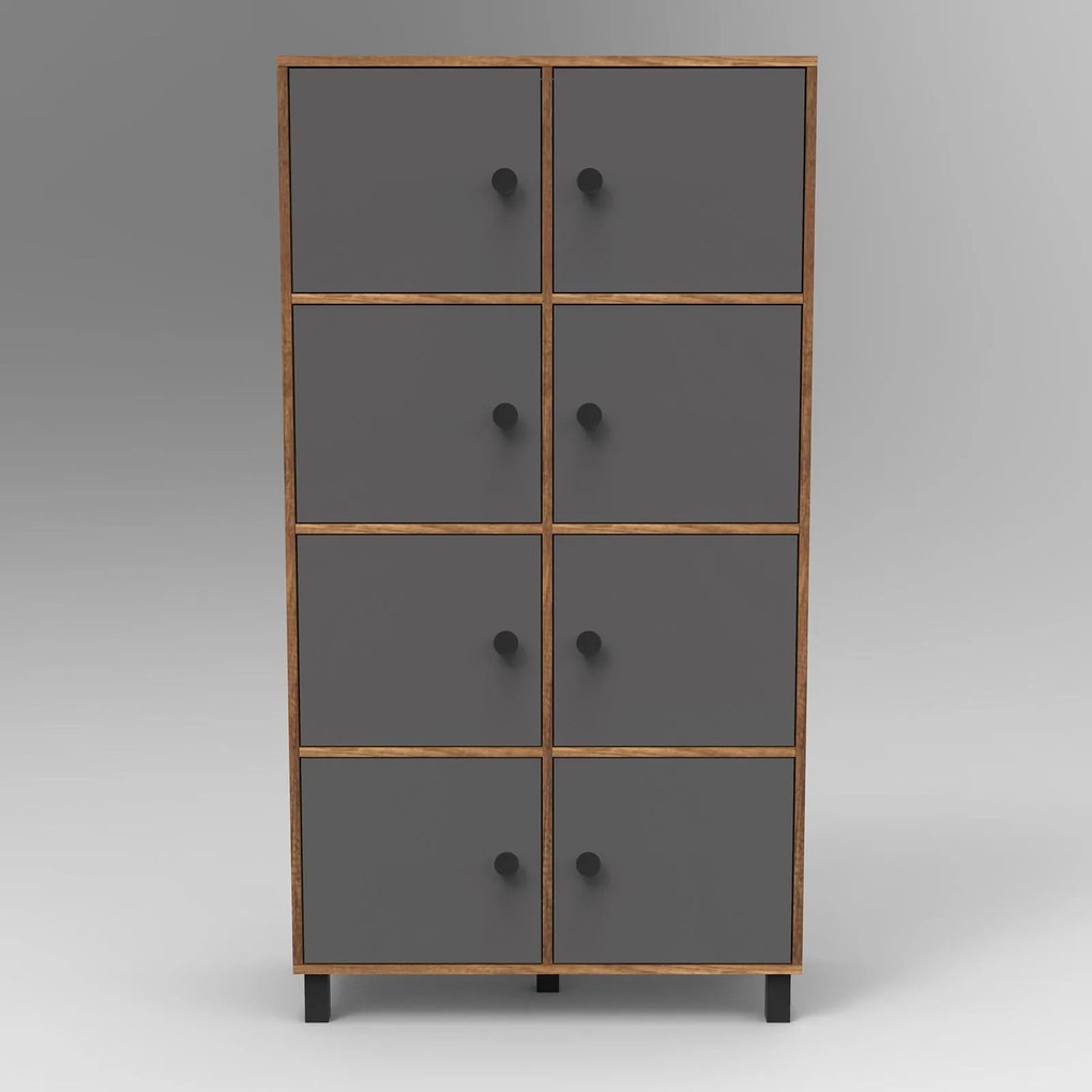 Armário Multiuso MN06 – Nogueira e Antracite – 96x179,4x40 cm
