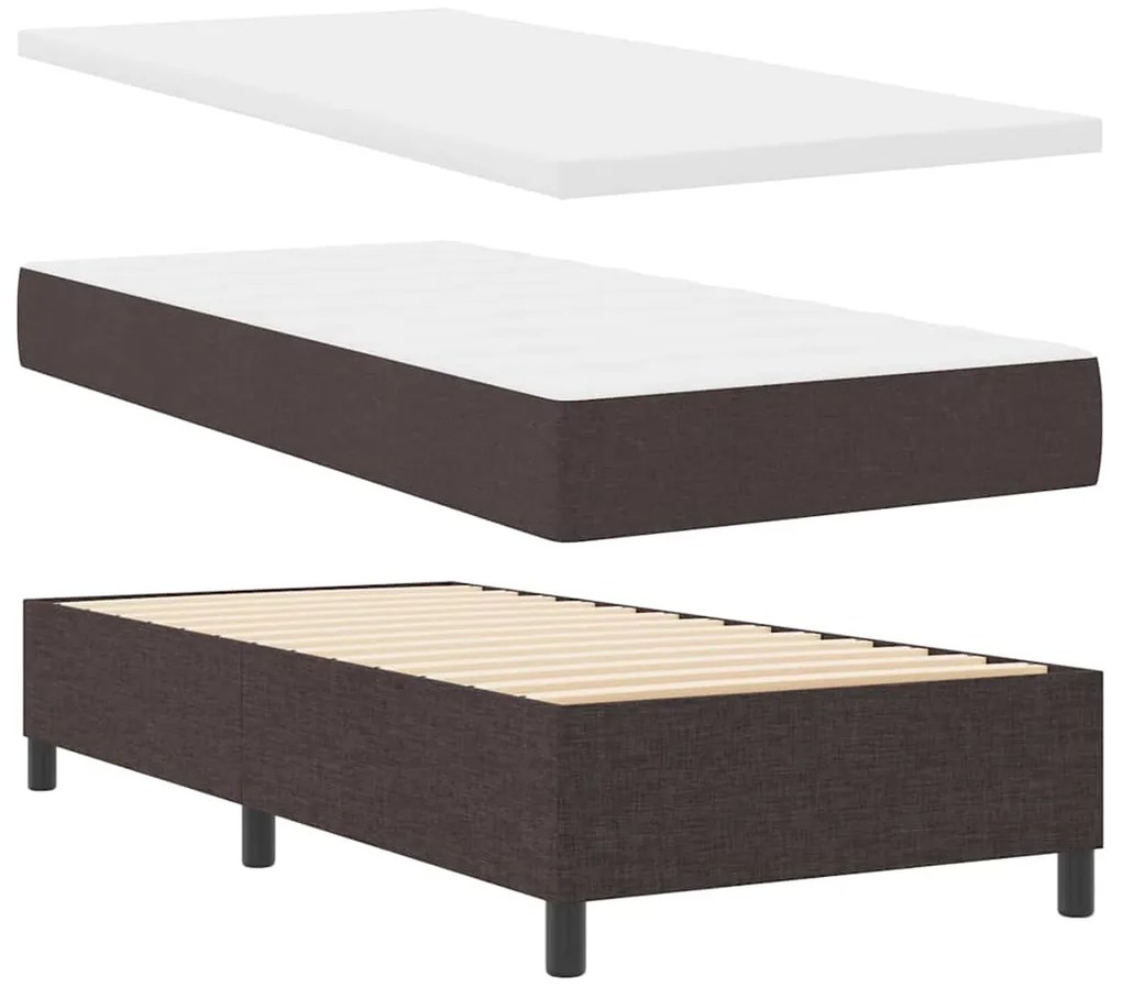 Cama box com colchão marrom escuro 90x200 cm em tecido