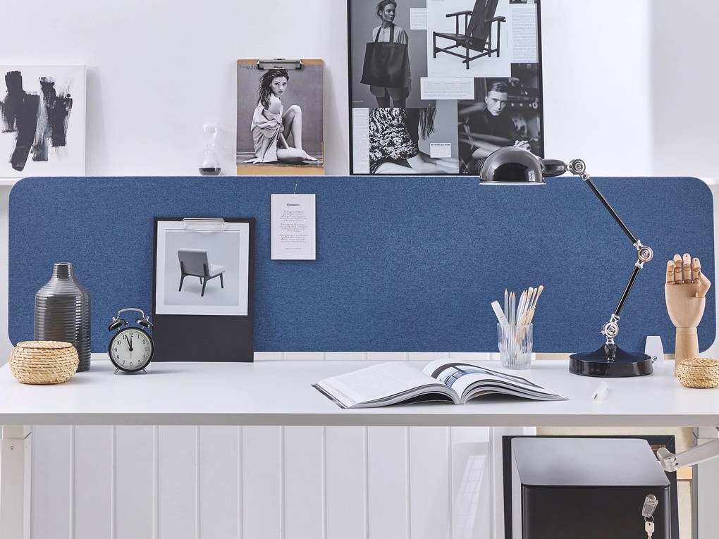 Painel divisor de secretária azul 160 x 40 cm WALLY Beliani